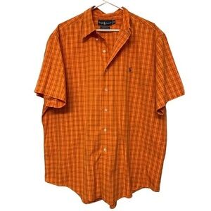 Vintage Ralph Lauren Orange Stripe Plaid Polo Shirt Size XXL EUC/Like New #1812